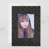 Schwarz-Gold-Floral Swan Quinceañera Foto Einladung (Rückseite)