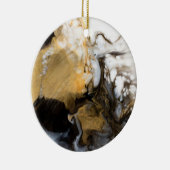 Schwarz-Gold-Fluid-Marmor-Kunst Keramik Ornament (Rechts)