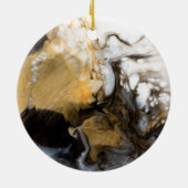 Schwarz-Gold-Fluid-Marmor-Kunst Keramik Ornament (Hinten)