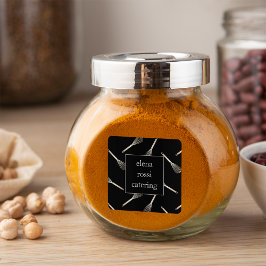 Schwarz-Gold-Flüsterkatalog | Koch Caterer Baker Quadratischer Aufkleber