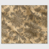 Schwarz-Gold-Fohlen-Damask Geschenkpapier (Flach)