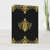 Schwarz-Gold-Foil-Damask Islamische Hochzeit Einladung (Rückseite)
