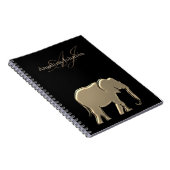 Schwarz-Gold-Foil-Elefant Moderne Mit Monogramm Notizblock (Rechte Seite)