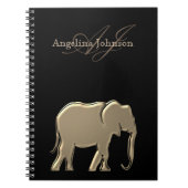 Schwarz-Gold-Foil-Elefant Moderne Mit Monogramm Notizblock (Vorderseite)