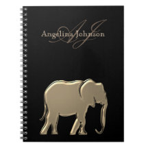 Schwarz-Gold-Foil-Elefant Moderne Mit Monogramm