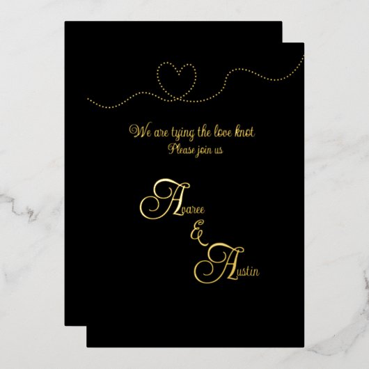 Schwarz-Gold-Foil Folieneinladung (Vorderseite/Rückseite)