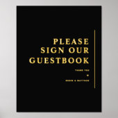 Schwarz/Gold Foil Minimal Wedding Gästebuchssymbol Foliendrucke (Vorderseite)