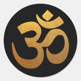 Schwarz-Gold-Foil-Om-Symbol Runder Aufkleber