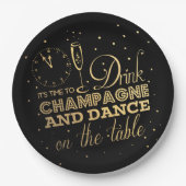 Schwarz/Gold-Foil-Silvester Pappteller (Vorderseite)