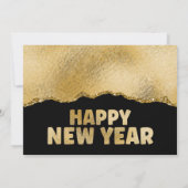 Schwarz-Gold-Foil-Textur Neujahr Party Einladung (Rückseite)