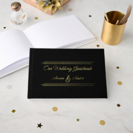 Schwarz-Gold-Foil-Verzierungen Hochzeit Gästebuch