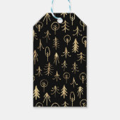 Schwarz-Gold-Foil-Winter-Szene Bäume Schnee Geschenkanhänger (Vorderseite)