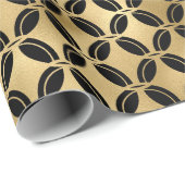 Schwarz-Gold-Fossil Art Deco Muster Geschenkpapier (Rolleneckpunkt)