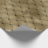 Schwarz-Gold-Fossil Art Deco Muster Geschenkpapier (Ecke)