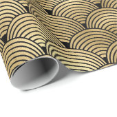 Schwarz-Gold-Fossil Art Deco Muster Geschenkpapier (Rolleneckpunkt)