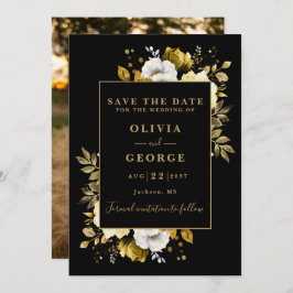 Schwarz-Gold-Foto-Hochzeit Save The Date