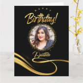 Schwarz-Gold-Foto-Kinderkarte Karte (Gelbe Blume)