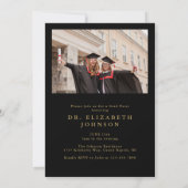 Schwarz-Gold-Fotocollage PhD Graduation Party Einladung (Rückseite)