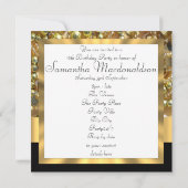 Schwarz-Gold-Fotovorlage 16 . Geburtstag Einladung (Rückseite)