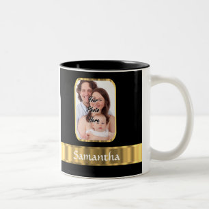 Schwarz-Gold-Fotovorlage Zweifarbige Tasse