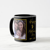 Schwarz-Gold-Froher 1. Muttertag 2 Foto  Tasse (Vorderseite Links)