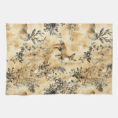 Schwarz-Gold-Fuchs Botanischer viktorianischer Mus Geschirrtuch (Horizontal)