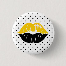 Schwarz & Gold Fußball Kuss Lippen
