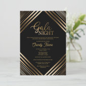 Schwarz-Gold-Gala-Nachteinladung Einladung (Stehend Vorderseite)