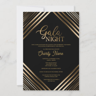 Schwarz-Gold-Gala-Nachteinladung Einladung