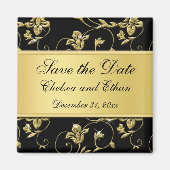 Schwarz-Gold-Gastgeschenk Hochzeit Magnet (Vorne)