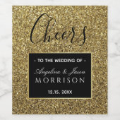 Schwarz-Gold-Gastgeschenk Hochzeit Weinetikett (Einzelnes Label)