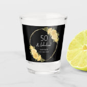 Schwarz | Gold & Gelbe Blüte 50. Geburtstag Schnapsglas (Vorderseite)