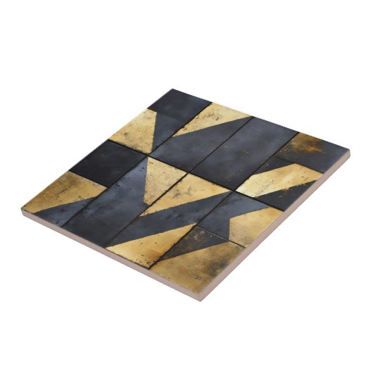 Schwarz-Gold-Geometrie Fliese (Seite)