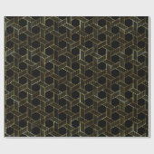 Schwarz-Gold-Geometrie Geschenkpapier (Flach)