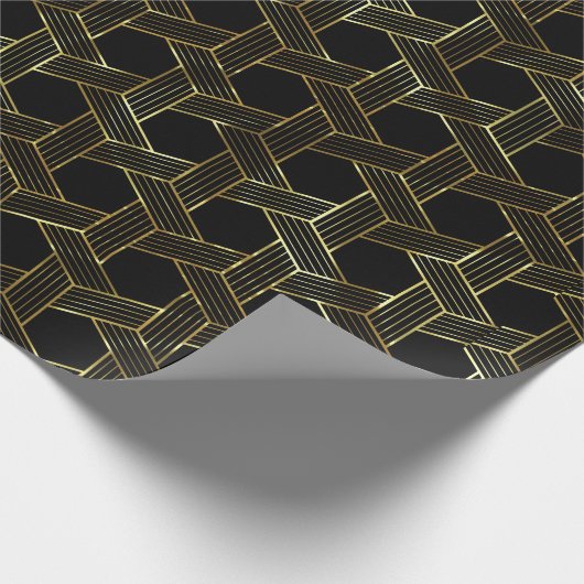 Schwarz-Gold-Geometrie Geschenkpapier (Ecke)