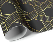 Schwarz-Gold-Geometrie Geschenkpapier (Rolleneckpunkt)