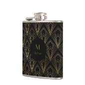 Schwarz-Gold-Geometrie | Monogramm Flachmann (Links)