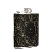 Schwarz-Gold-Geometrie | Monogramm Flachmann (Rechts)