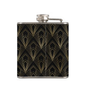 Schwarz-Gold-Geometrie | Monogramm Flachmann (Rückseite)