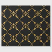 Schwarz-gold geometrisch  geschenkpapier (Flach)