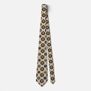 Schwarz-Gold-geometrische Blumenmuster Krawatte