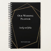 Schwarz-Gold Geometrische Linien Hochzeit Planer (Vorderseite)