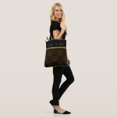 Schwarz-Gold Geometrisches Muster, Einkaufskardio Tasche (Am Model)