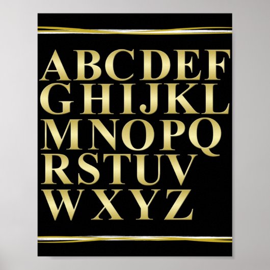 Schwarz-Gold-Geschichte mit dem Alphabet Poster (Vorne)
