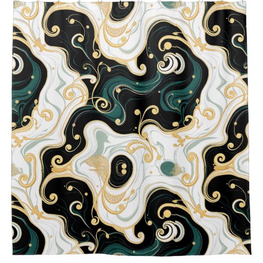 Schwarz & Gold Glam Duschvorhang (Vorderseite)