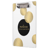 Schwarz-Gold-Glamour und Schönheit Personalisiert Klemmbrett (Links)