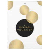 Schwarz-Gold-Glamour und Schönheit Personalisiert Klemmbrett (Rückseite)