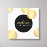 Schwarz-Gold-Glamour und Schönheit Personalisiert Leinwanddruck<br><div class="desc">Koordiniert bis 12.01 Uhr die Vorlage der Black and Gold Glamour and Beauty Business Card. Ein Motiv aus Imitaten aus Metall,  Gold und Schwarz kreiert ein auffälliges Design dieser glamourösen personalisierten Leinwand Wandkunst. © 1201AM CREATIVE</div>