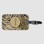 Schwarz-Gold-Glamour-Zebramuster Gepäckanhänger (Vorderseite (Horizontal))