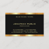 Schwarz-Gold-glamouröse, moderne Monogramm-Vorlage Visitenkarte (Rückseite)